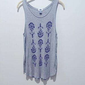 Gray Tank Top with Blue Graphic